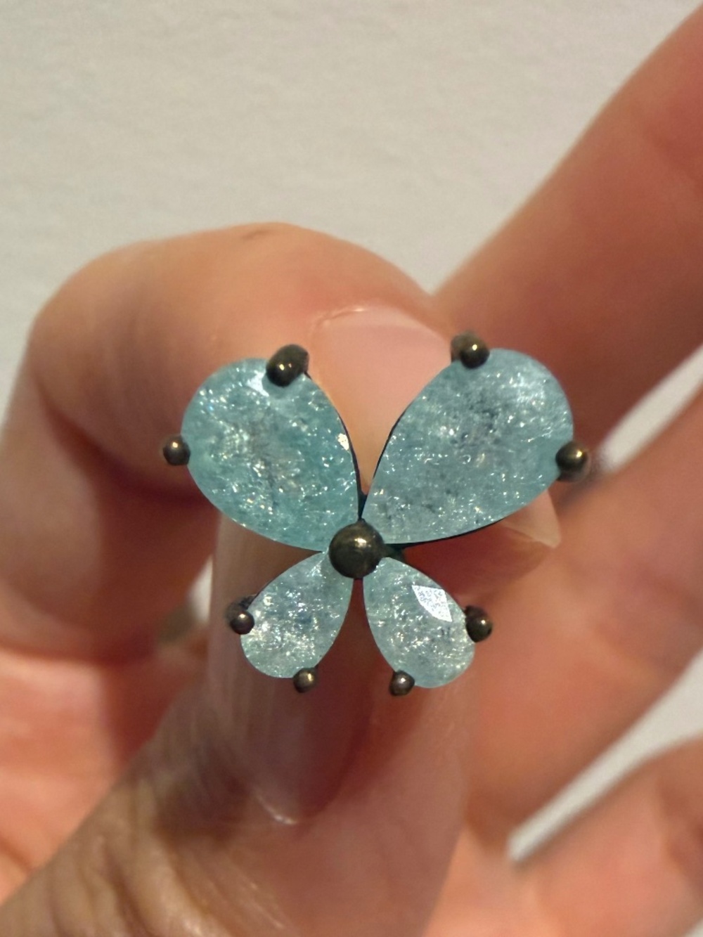 Vintage Light Blue Butterfly Stud Earrings